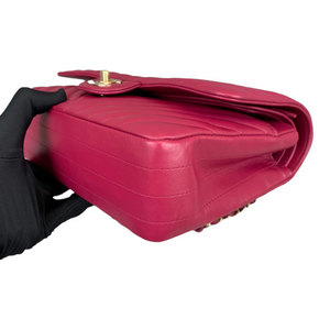 Classic Chevron Double Flap Medium Lambskin Pink GHW