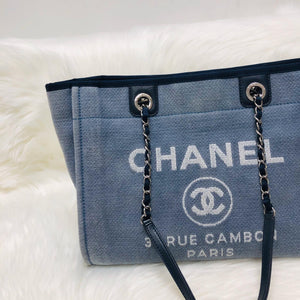 Deauville Large Denim Canvas Tote Bag with SHW