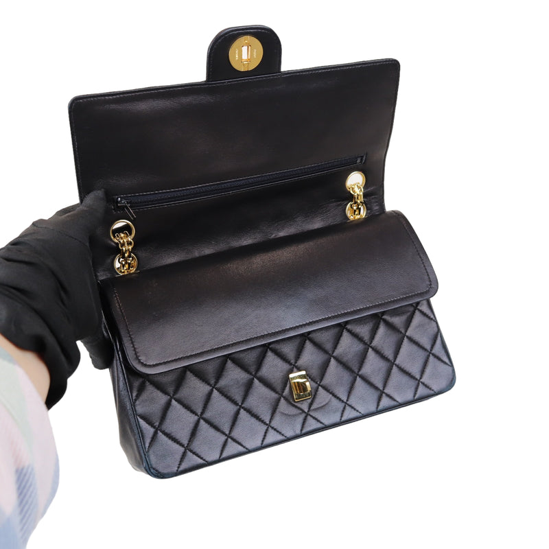 Mademoiselle Vintage Double Flap Medium Black GHW