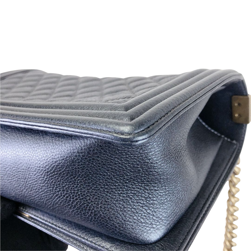 Boy Medium Calfskin Pearl Charcoal GHW