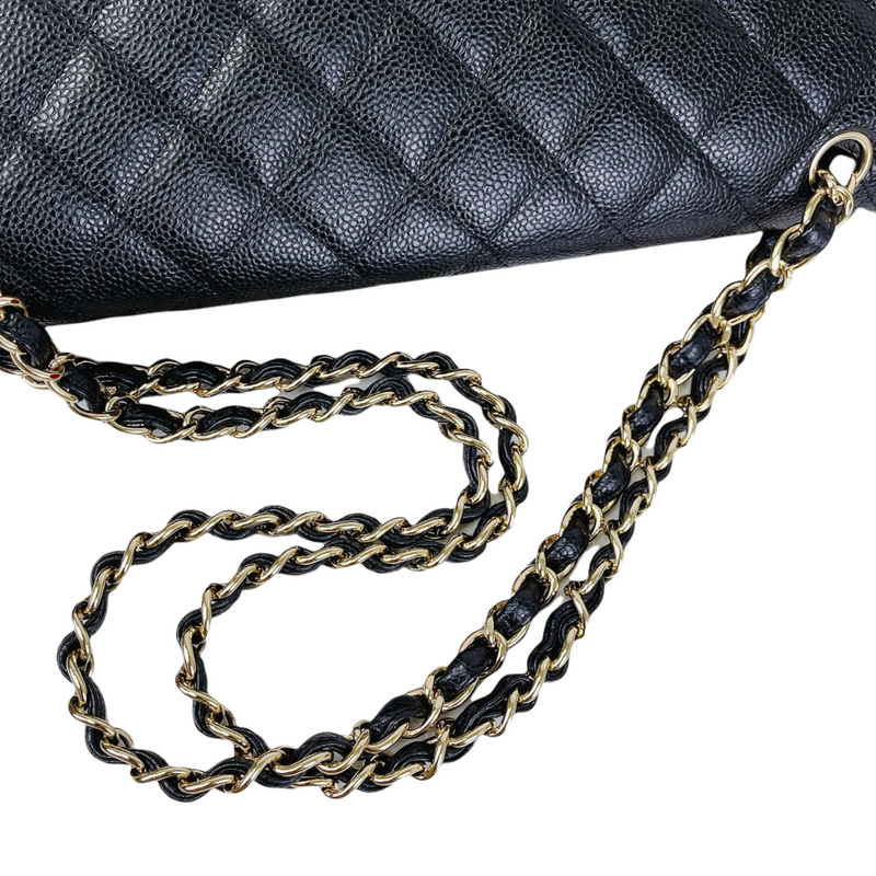 Classic Single Flap Maxi Caviar Black GHW