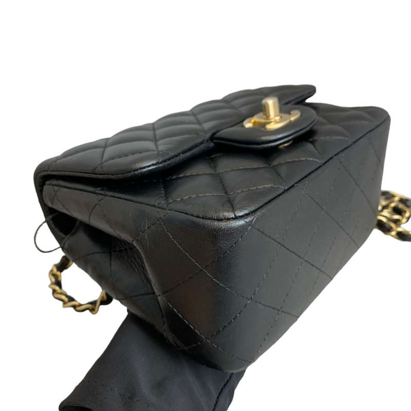 Classic Flap Square Mini Lambskin Black GHW