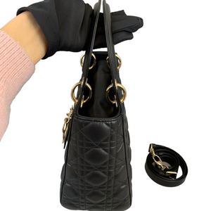 Lady Dior Lambskin Medium Black GHW