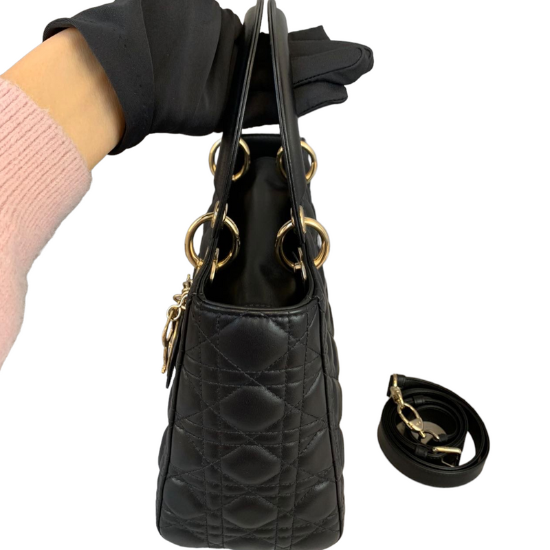 Lady Dior Lambskin Medium Black GHW