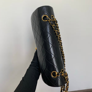 Vintage Lambskin Double Flap M/L with GHW In black