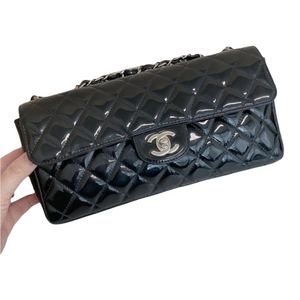 East West Flap Bag Patent Black SHW