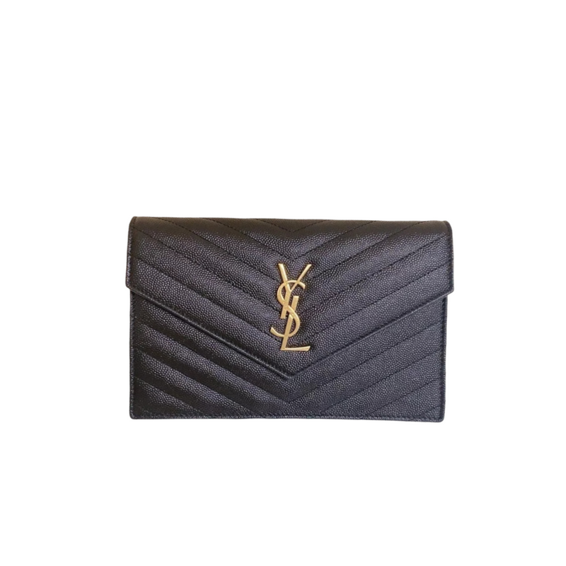 Envelope WOC Small Grained Leather Black GHW