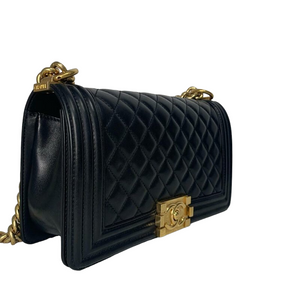 Boy Old Medium Lambskin Black GHW