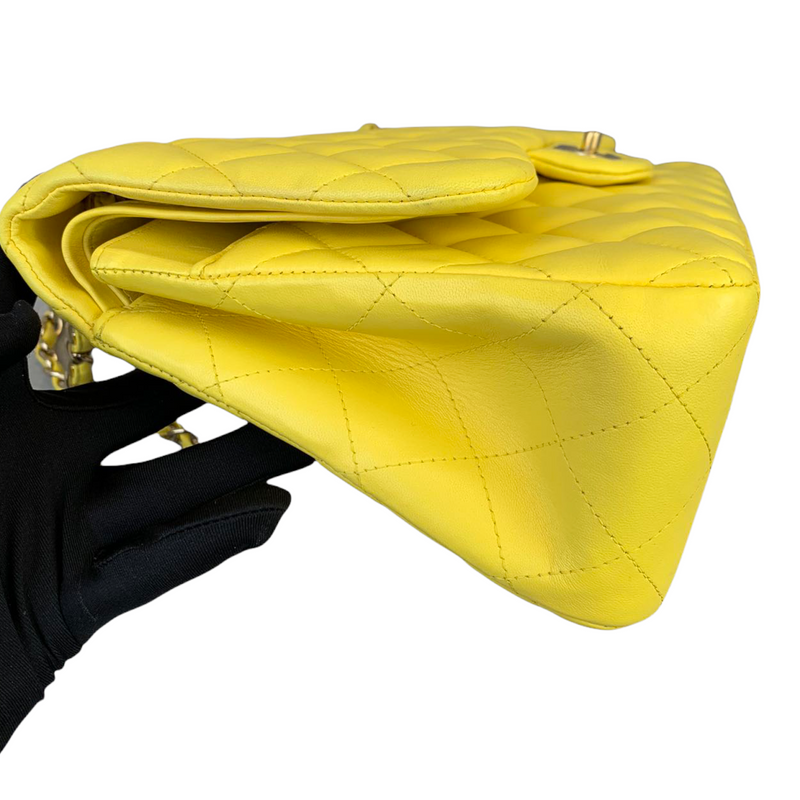 Classic Double Flap Jumbo Lambskin Yellow GHW