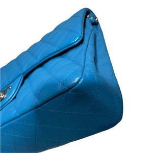 Classic Double Flap Matte Caviar Medium Blue SHW