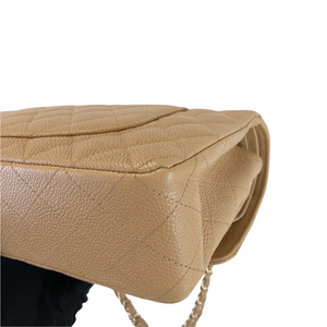 Classic Double Flap Caviar Medium Dark Beige GHW