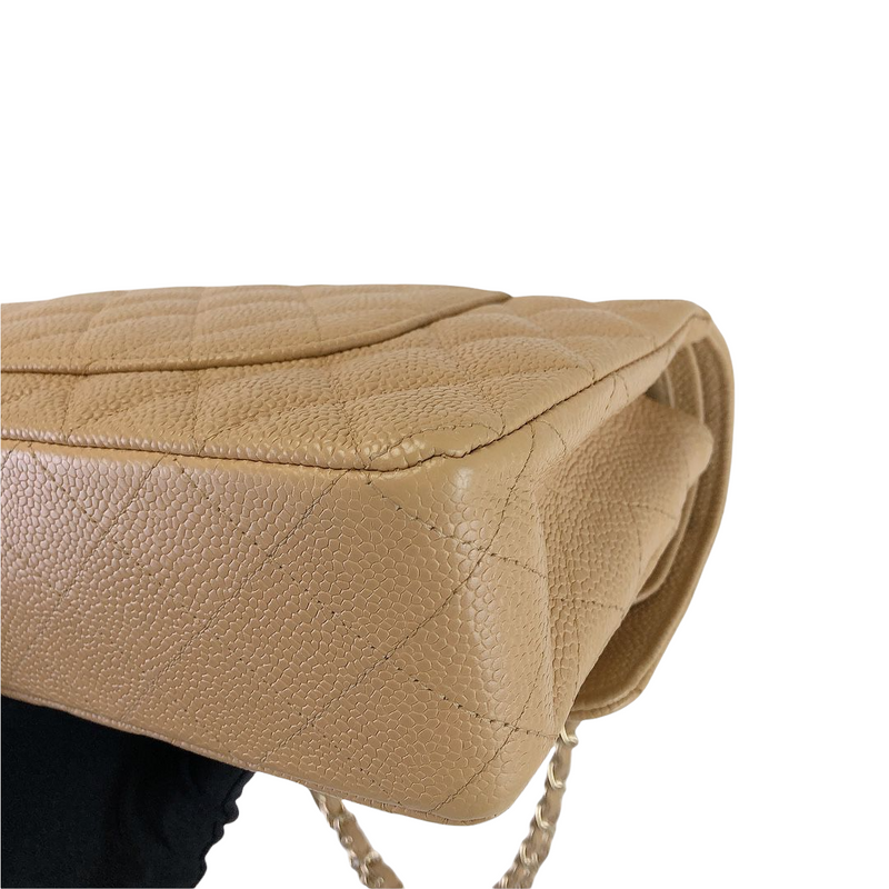 Classic Double Flap Caviar Medium Dark Beige GHW
