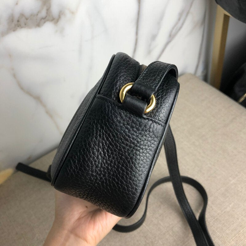 Soho small leather disco bag in black