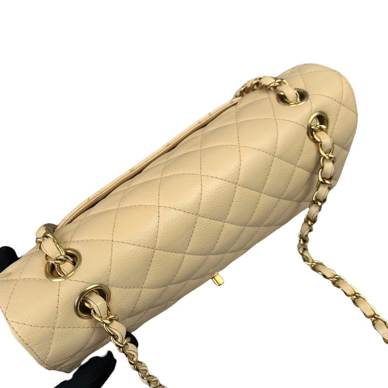 Classic Double Flap Caviar Medium Beige GHW