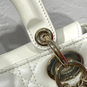 Lady Dior Lucky Badges Cannage Lambskin Small Bag White