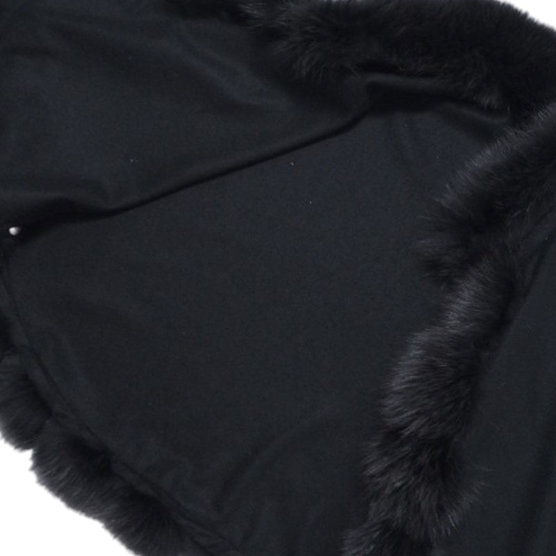 Silver Fox Fur Poncho Black M-L