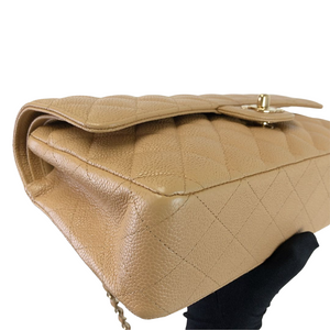 Classic Double Flap Caviar Medium Dark Beige GHW