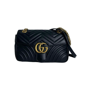 GG Marmont Small Matelassé Black GHW