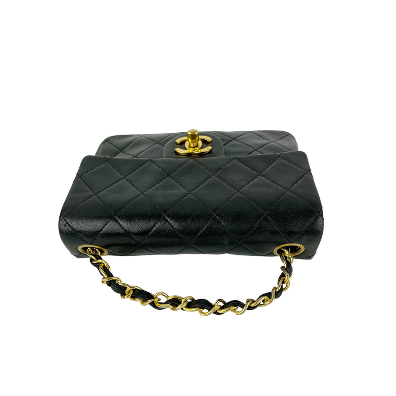 Classic Flap Mini Square Lambskin Black GHW