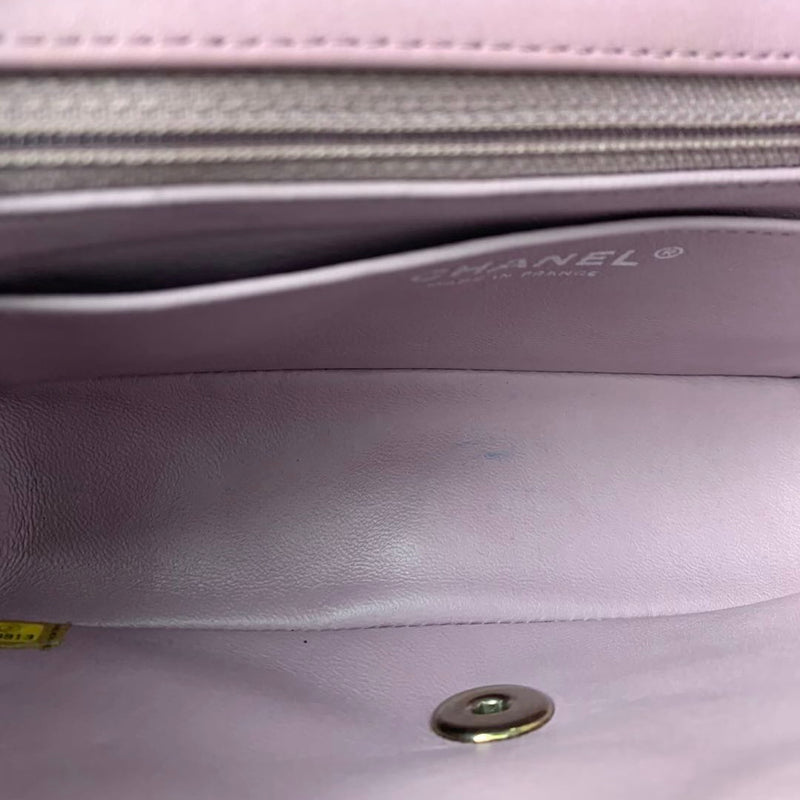 Rectangle Mini Lambskin Purple SHW