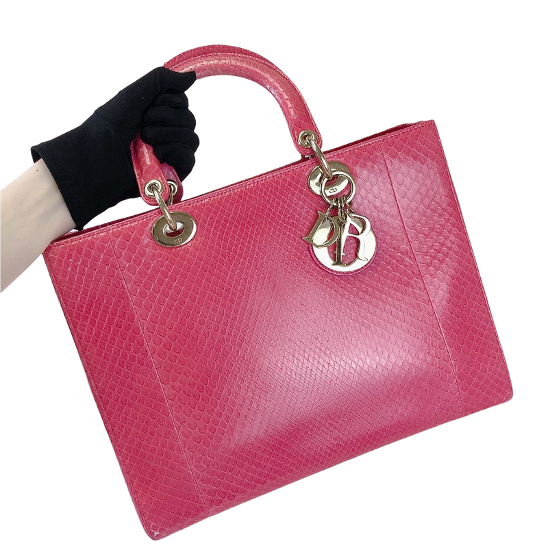 Lady Dior Large Snakeskin Pink LGHW