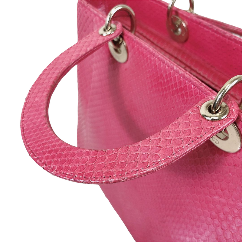 Christian Dior Pink Python Large Lady Dior Bag