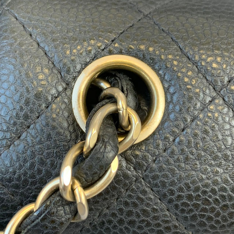 Chanel Black Lizard Mini Rectangle Classic Single Flap Aged Gold