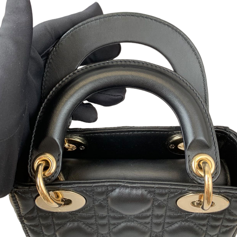 Mini Lady Dior Lambskin Black GHW