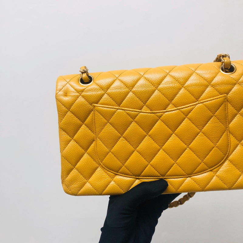Classic Flap M/L Yellow Lambskin with GHW