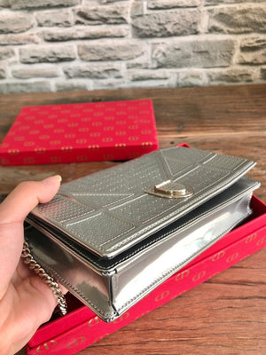 Mini Diorama in Silver Metallic Calfskin