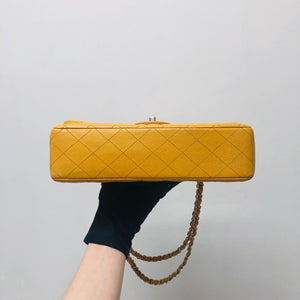 Classic Flap M/L Yellow Lambskin with GHW