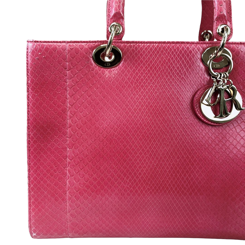 Lady Dior Large Snakeskin Pink LGHW