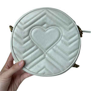 Marmont Round Mini Leather White GHW