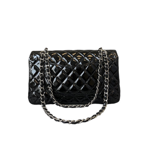 Medium Classic Flap Patent Black SHW