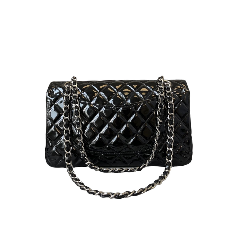 Medium Classic Flap Patent Black SHW