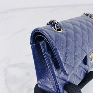 Small Classic Double Flap Caviar Blue LGHW