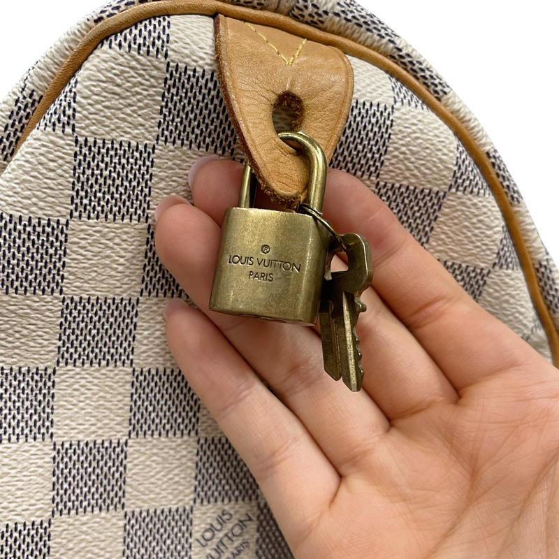 Damier Azur Speedy 35 White GHW