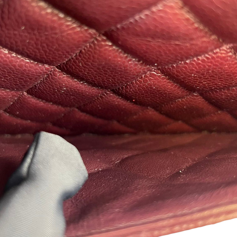 Double Flap Maxi Caviar Burgundy GHW
