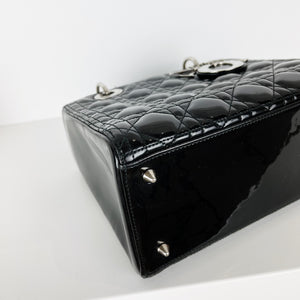 Lady Dior Medium Patent Black SHW