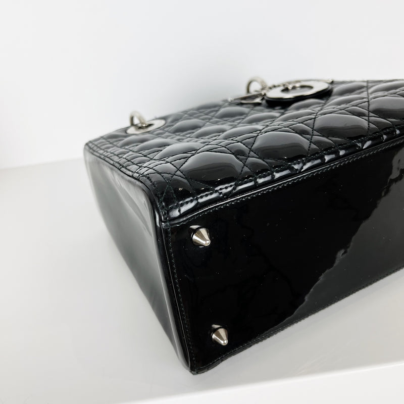 Lady Dior Medium Patent Black SHW