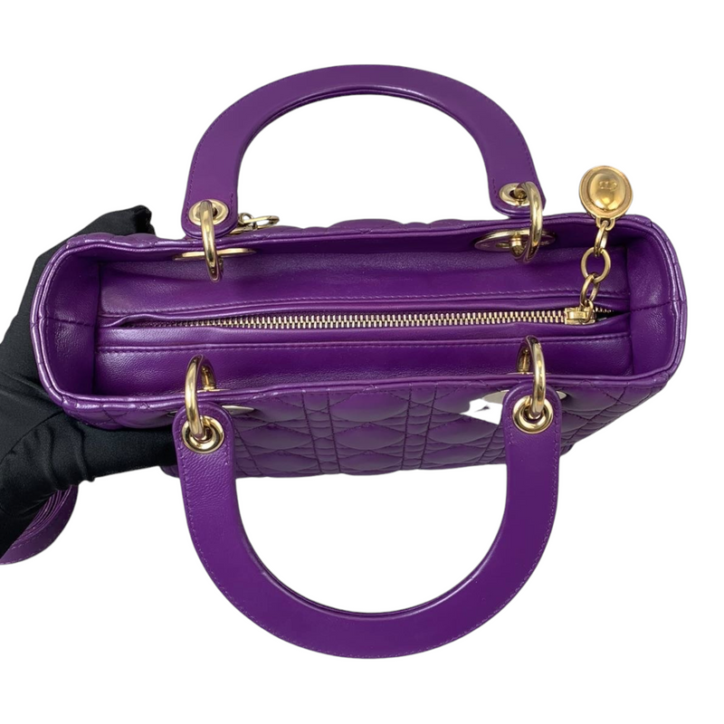 Medium Lady Dior Lambskin Purple GHW