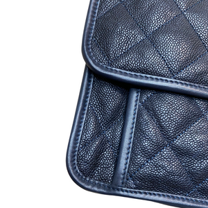 French Riviera Flap Caviar Navy Blue SHW