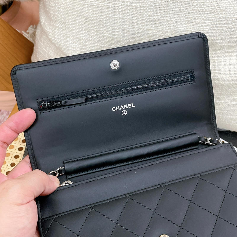 WOC Wallet on Chain Quilted Lambskin Black SHW