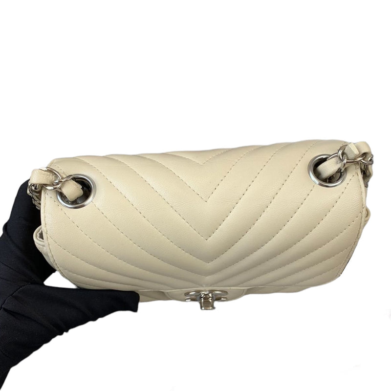 Chevron Flap Mini Square Ivory White SHW