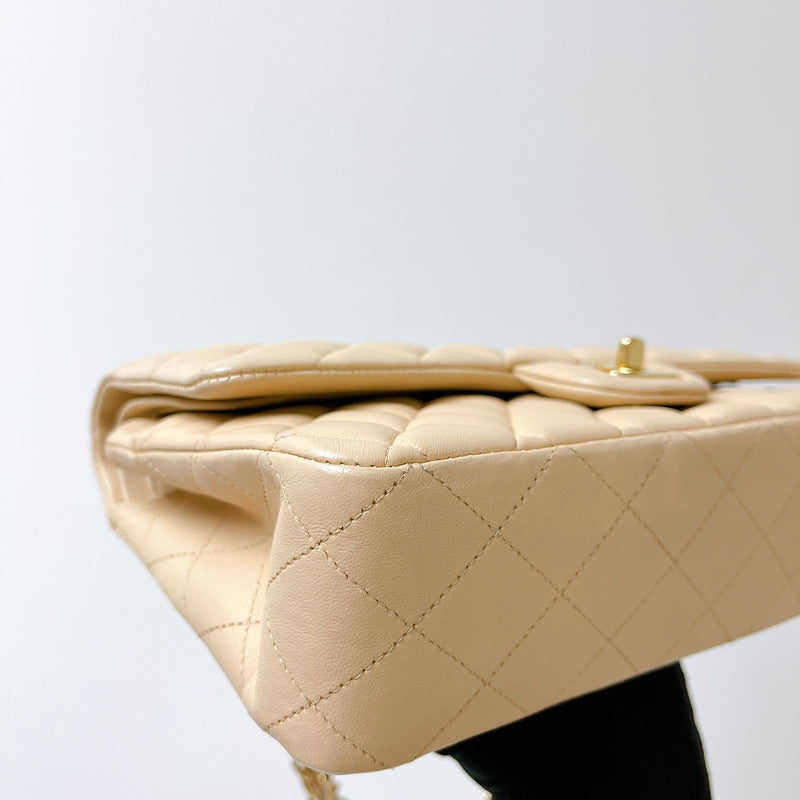 Double Flap Medium Lambskin Beige GHW