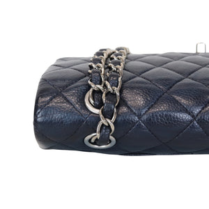 Classic Double Flap Caviar Medium Blue SHW