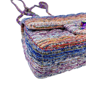 Mini Rectangle Flap Tweed Purple Rainbow Hardware