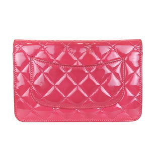 Quilted Patent Flap WOC Pink SHW