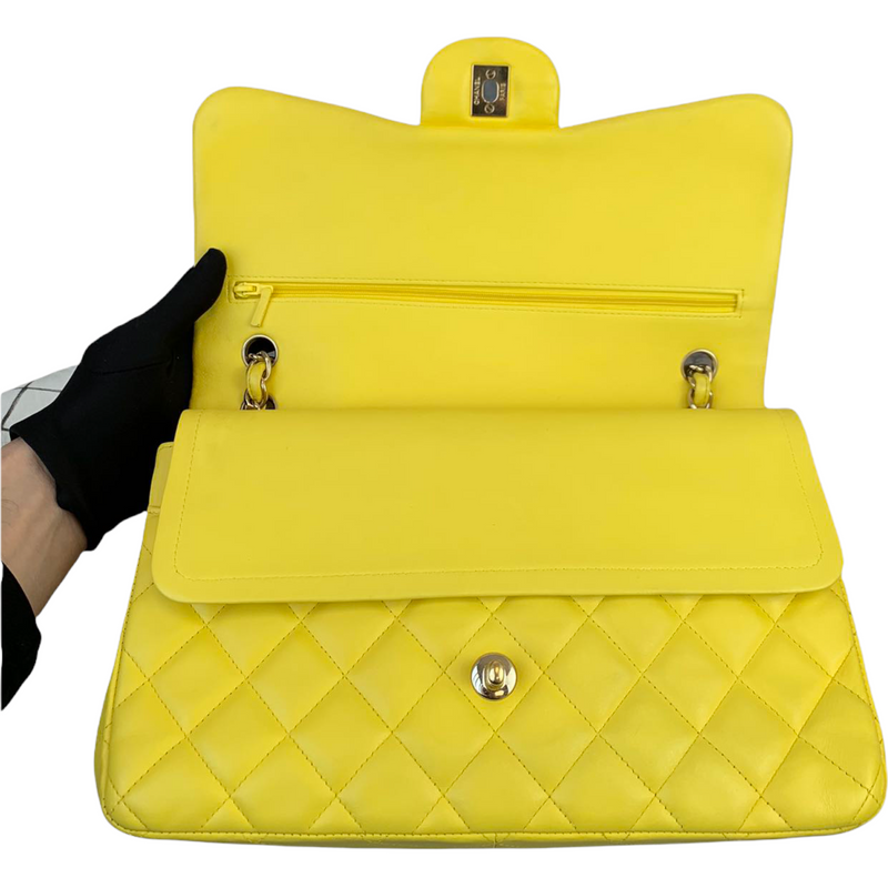 Classic Double Flap Jumbo Lambskin Yellow GHW