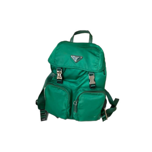 Tessuto Nylon Double Pocket Backpack Green